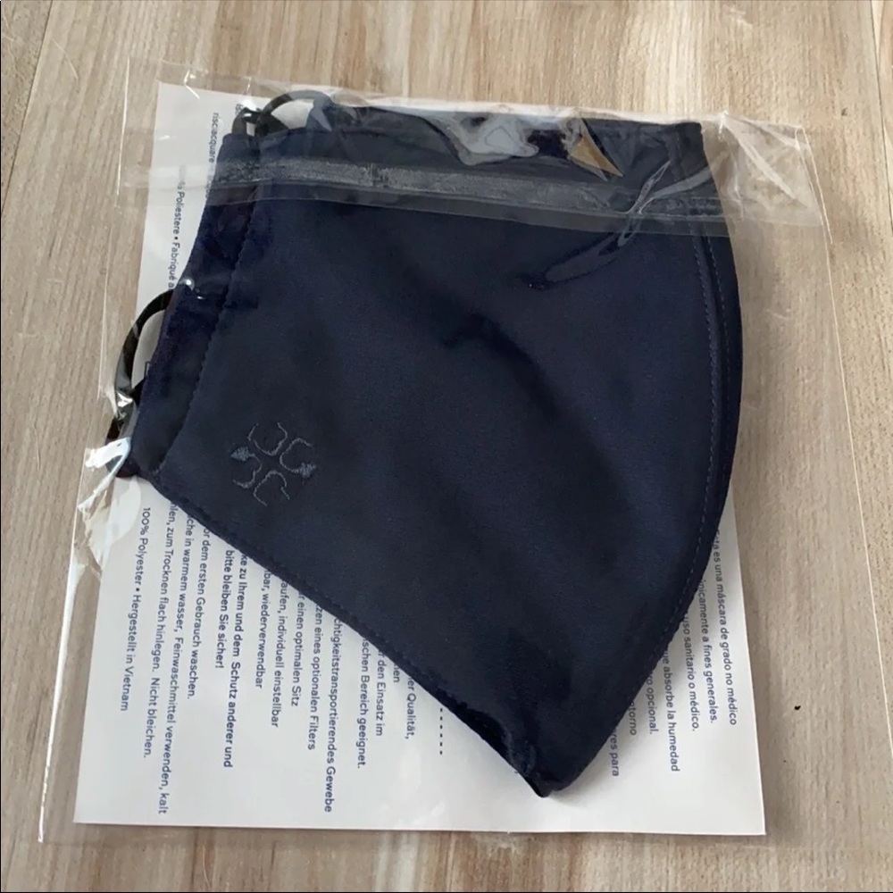 ❤️ Tory Burch Solid Navy Blue Logo Face Mask